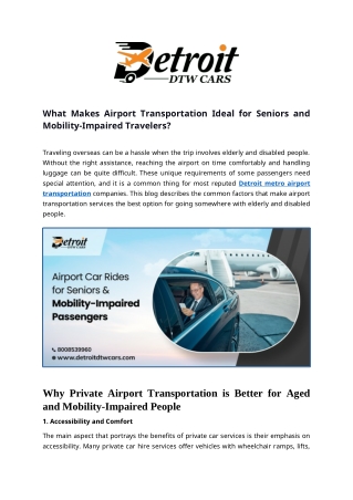 What Makes Airport Transportation Ideal for Seniors and Mobility-Impaired Travelers