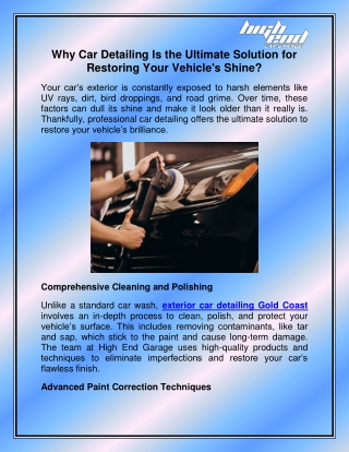 Exterior car detailing Gold Coast