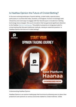 Is HaaNaa Opinion the Future of Cricket Betting