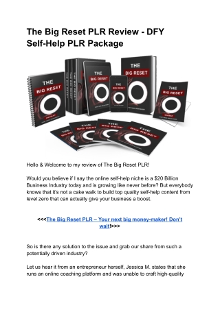 The Big Reset PLR Review