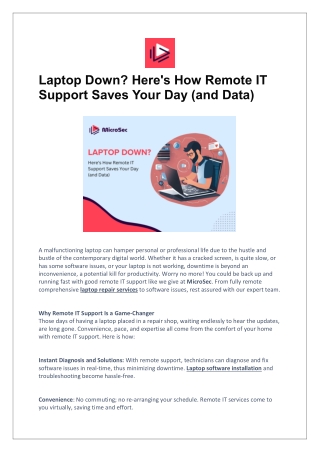 Laptop Down? Here's How Remote IT Support Saves Your Day (and Data)