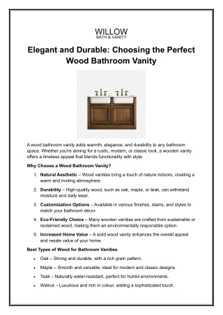 Elegant and Durable: Choosing the Perfect Wood Bathroom Vanity