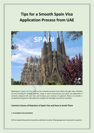 Tips for a Smooth Spain Visa Application Process from UAE