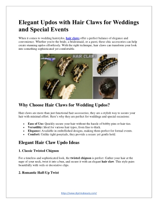 Elegant Updos with Hair Claws for Weddings and Special Events