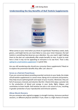 Boost Testosterone & Fertility with Bull Testicle Supplements - Life Giving Store