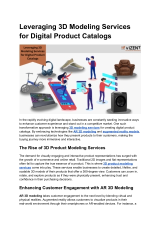 Leveraging 3D Modeling Services for Digital Product Catalogs