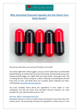 Detox with Activated Charcoal Capsules - Life Giving Store