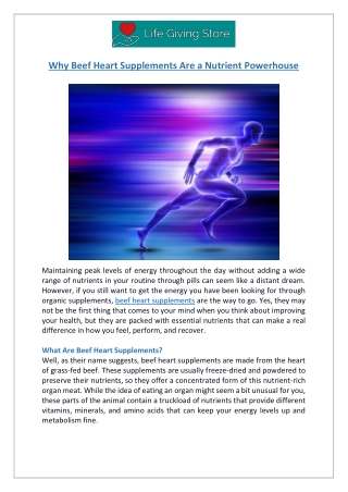 Unlock Energy with Beef Heart Supplements | Life Giving Store