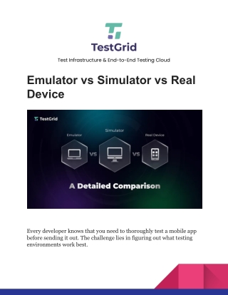 Emulator vs Simulator vs Real Device