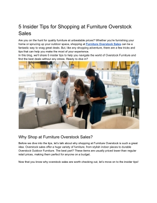 5 Insider Tips for Shopping at Furniture Overstock Sales