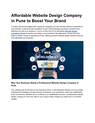 Affordable Website Design Company in Pune to Boost Your Brand
