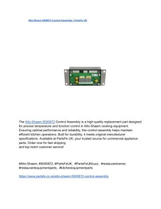 Alto-Shaam 5000872 Control Assembly _ PartsFe UK