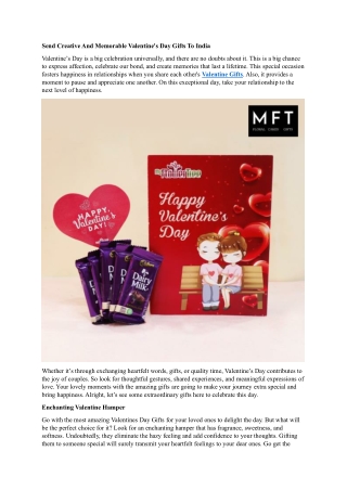 Send Creative And Memorable Valentine's Day Gifts To India