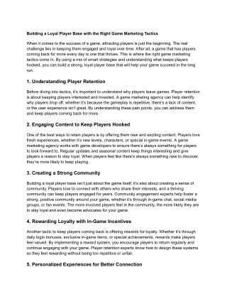 Building a Loyal Player Base with the Right Game Marketing Tactics