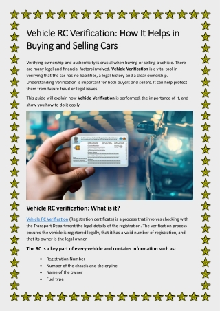 Vehicle RC Verification How It Helps in Buying and Selling Cars