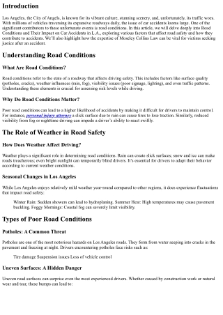 “Road Conditions and Their Impact on Car Accidents in L.A.”