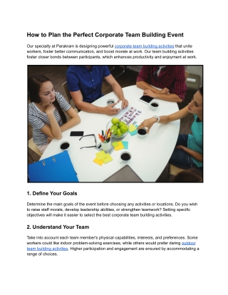 How to Plan the Perfect Corporate Team Building Event