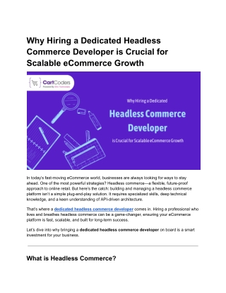 Why Hiring a Dedicated Headless Commerce Developer is Crucial for Scalable eCommerce Growth