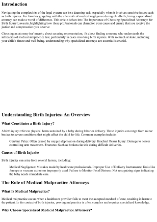 The Importance of Choosing Specialized Attorneys for Birth Injury Lawsuits