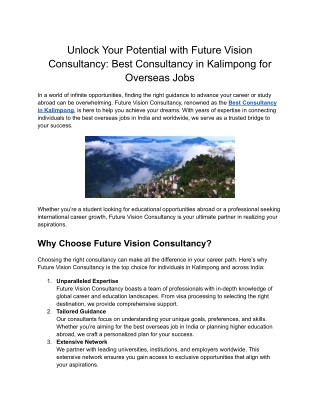 Best Consultancy in Darjeeling for Career and Job Opportunities