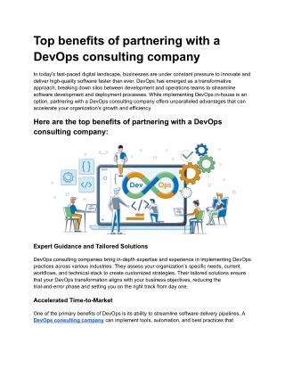 Top benefits of partnering with a DevOps consulting company