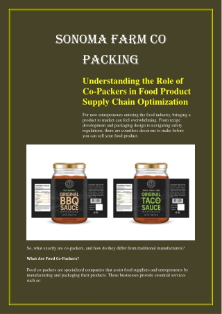 Understanding the Role of Co-Packers in Food Product Supply Chain Optimization