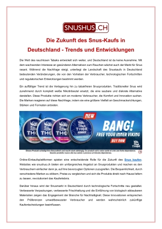 Die Zukunft des Snus-Kaufs in Deutschland - Trends und Entwicklungen