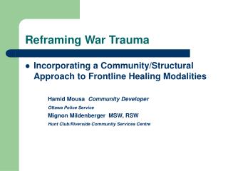 Reframing War Trauma