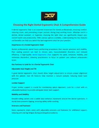 Choosing the Right Dental Ergonomic Chair A Comprehensive Guide