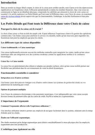 “Les Petits Détails qui Font toute la Différence dans votre Choix de caisse.”