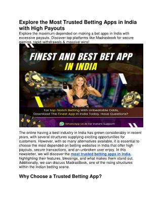 Explore the Most Trusted Betting Apps in India with High Payouts