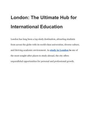 London_ The Ultimate Hub for International Education