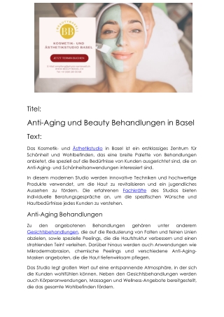 Kosmetik- und Ästhetikstudio Beauty Basel