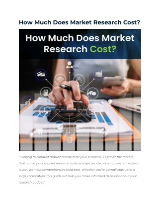 How Much Does Market Research Cost