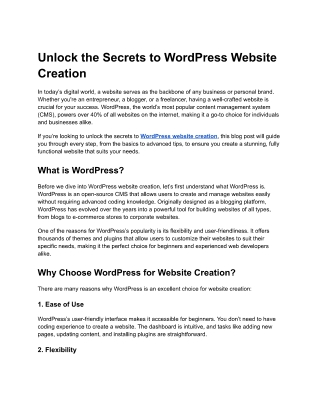 Unlock the Secrets to WordPress Website Creation