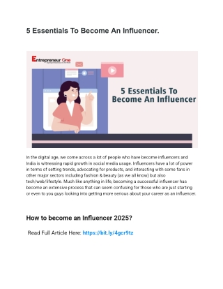 5 Essentials To Become An Influencer.