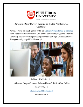 Advancing Your Career Earning an Online Postdoctorate Certificate