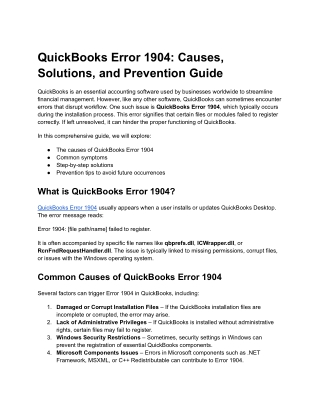 QuickBooks Error 1904_ Causes, Solutions, and Prevention Guide