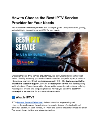 How to Choose the Best IPTV Service Provider for Your Needs