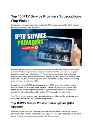 Top 10 IPTV Service Providers Subscriptions (Top Picks)