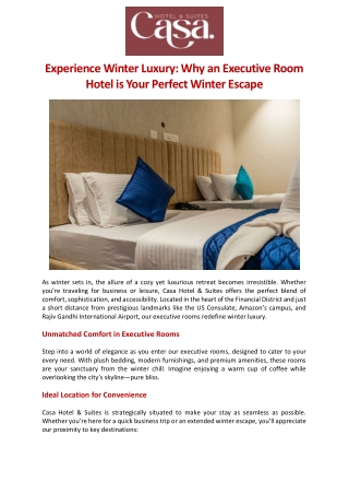 Experience Winter Luxury Why an Executive Room Hotel is Your Perfect Winter Escape