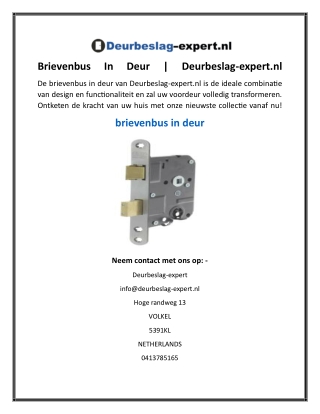 Brievenbus In Deur  Deurbeslag-expert.nl