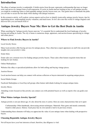 Antique Jewelry Buyers Near Me: How to Get the Best Deals in Austin