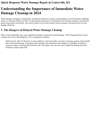 Complete Water Damage Solutions in High Bridge, KY