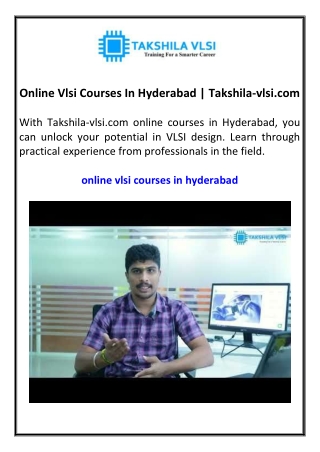 Online Vlsi Courses In Hyderabad Takshila-vlsi.com