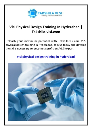 Vlsi Physical Design Training In Hyderabad Takshila-vlsi.com