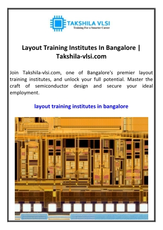 Layout Training Institutes In Bangalore Takshila-vlsi.com