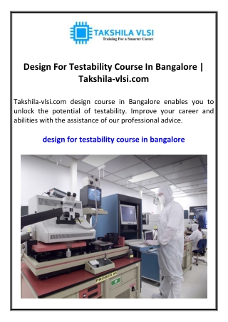 Design For Testability Course In Bangalore Takshila-vlsi.com
