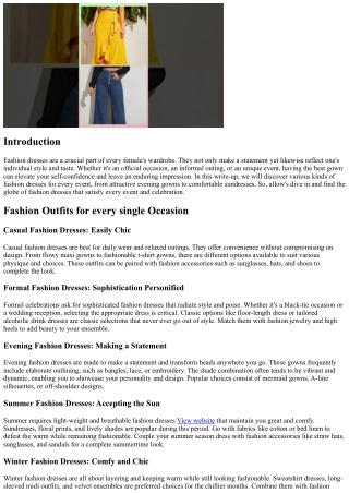 Fashion Dresses for Every Occasion