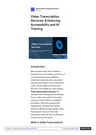 Video Transcription Services Enhancing Accessibility and AI Training